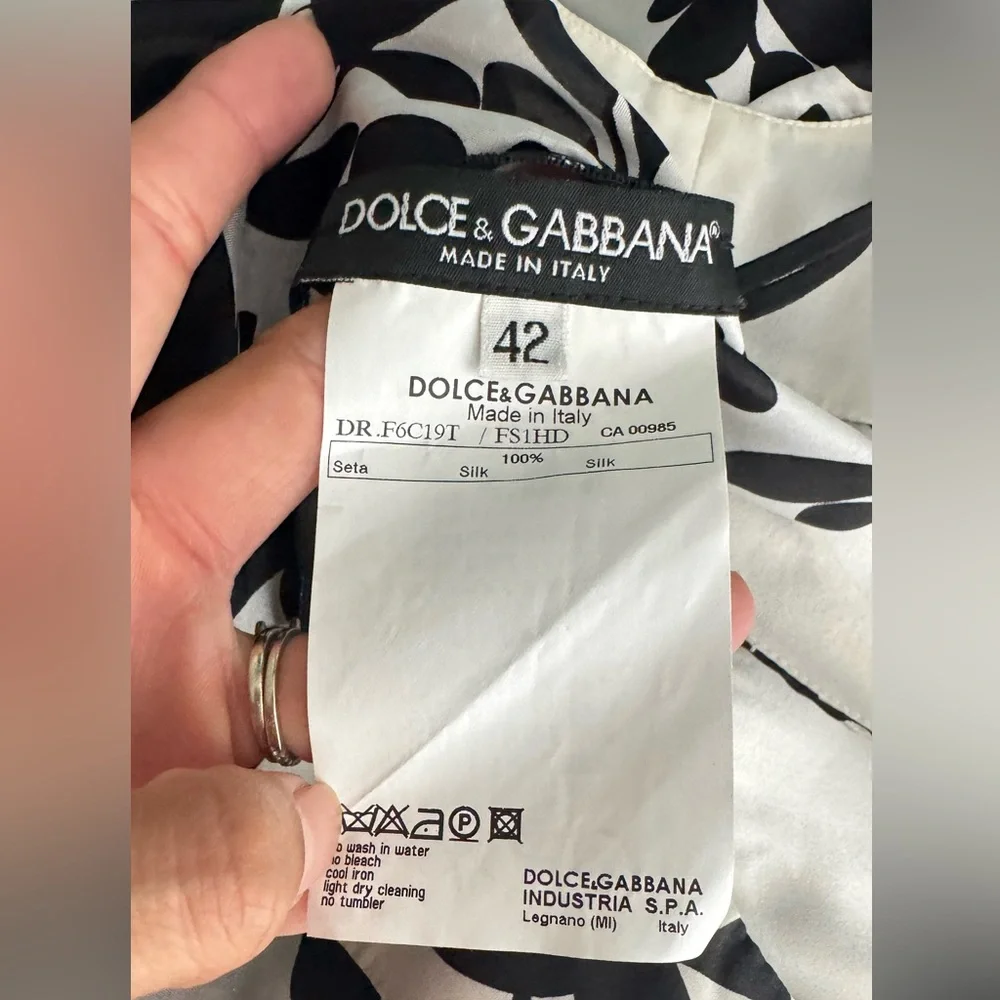 Dolce & Gabbana Leaf Print 100% Silk Babydoll‎ Dress | IT 42 US 6 Rare Designer - Picture 5 of 7